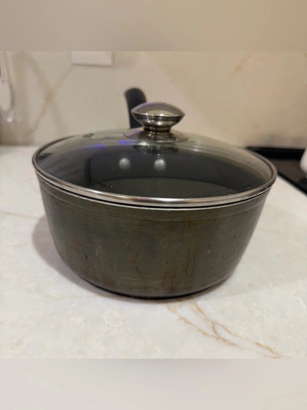 Bialetti Black Saucepan with Glass Lid and Soft-Grip Handle